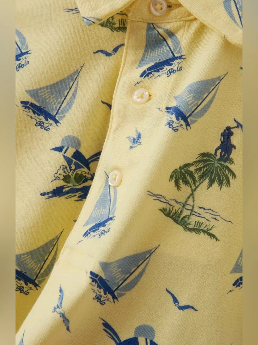 Polo Ralph Lauren Allover Sailboat and Palm Trees Print Romper